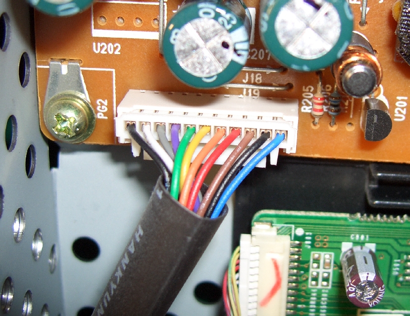 closeup of connector for power to logic board