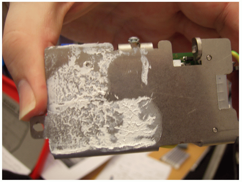back of circuit board - showing thermal
  paste